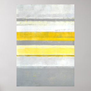 Poster d'art Abstrait gris et jaune "citron" Impri