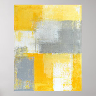 Poster d'art Abstrait gris et jaune 'sournois' Imp