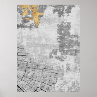 Poster d'art Abstrait moderne Gold & Grey Wall