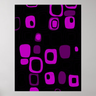 Poster d'art Abstrait noir, violet, violet rétro