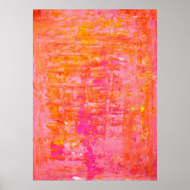 Poster d'art Abstrait rose et orange 'Wiggle' Impr (Devant)