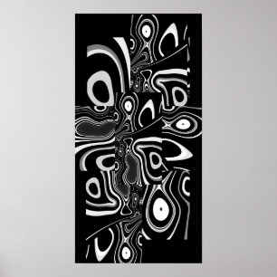 Poster d'art Abstrait Ultra moderne noir blanc 3