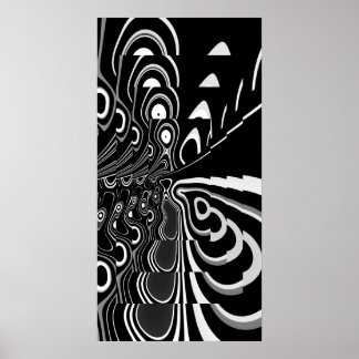 Poster d'art Abstrait Ultra moderne noir blanc gri