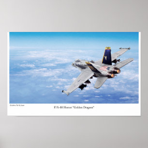 Poster d'art aéronautique "Dragons d'or F/A-18 Hor