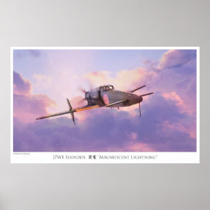 Poster d'art aéronautique "J7W1 Shinden 震 電"
