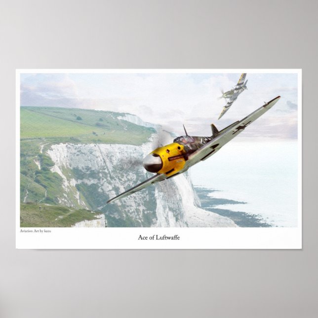Poster d'art aéronautique "Messerschmitt Bf 109" (Devant)