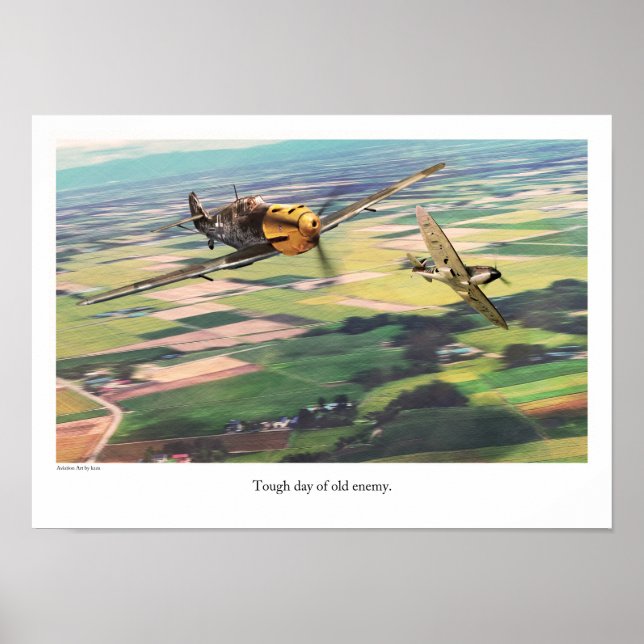 Poster d'art aéronautique "Messerschmitt Bf 109" (Devant)