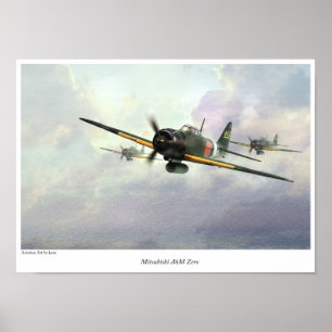 Poster d'art aéronautique " Mitsubishi A6M Zero "