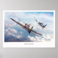 Poster d'art aéronautique "Mitsubishi A6M Zero"