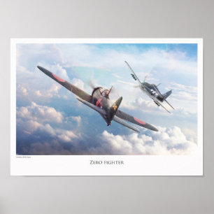 Poster d'art aéronautique "Mitsubishi A6M Zero"