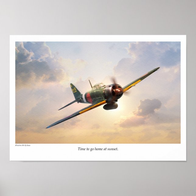 Poster d'art aéronautique "Mitsubishi A6M Zero" (Devant)