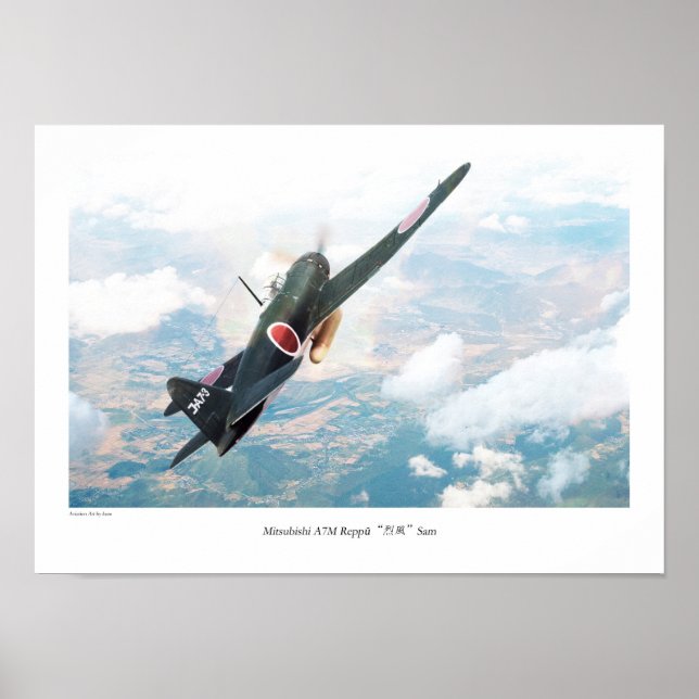 Poster d'art aéronautique "Mitsubishi A7M Reppú" (Devant)