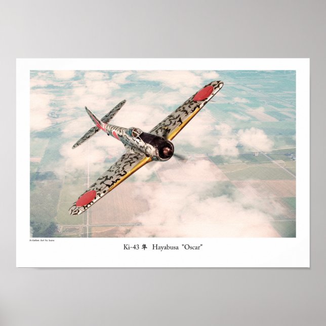 Poster d'art aéronautique "Nakajima Ki-43 隼 Oscar" (Devant)