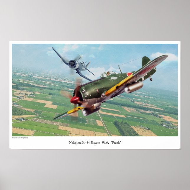Poster d'art aéronautique " ‪ Nakajima Ki-84"Frank (Devant)