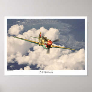 Poster d'art aéronautique "P-40 Kittyhawk"