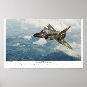 Poster d'art aéronautique "Saab AJ37 Viggen"