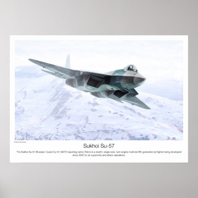 Poster d'art aéronautique "Su-57" (Devant)