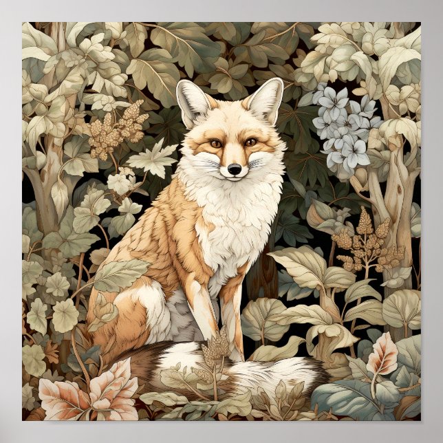 Poster d'art animal de la forêt Fox (Devant)