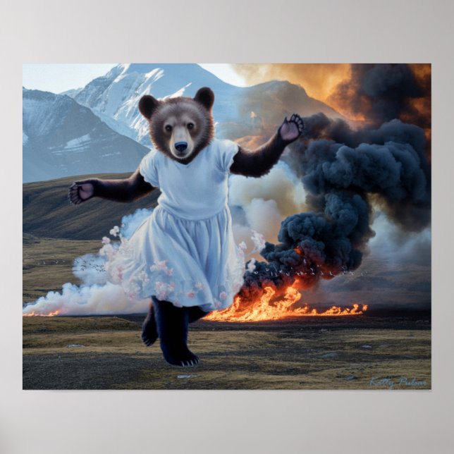 Poster d'art "Bear Fire" Imprimer Katty Pulsar (Devant)