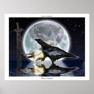 Poster d'art BLANC & NOIR RAVENS, TOTEM & MOON