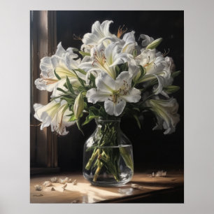 Poster d'art blanc péruvien Lily Flowers