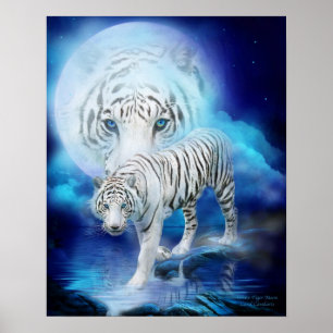 Poster d'art blanc Tiger Moon / Imprimer