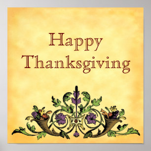 Poster d'art Bon thanksgiving Vintage Cornucopia