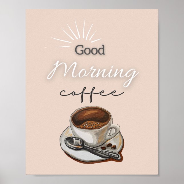Poster d'art café Beige Brown Good Morning (Devant)