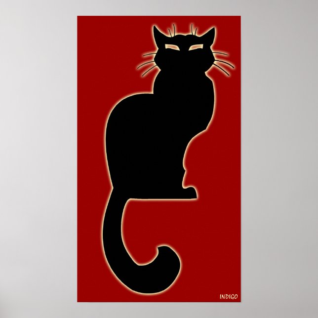 Poster d'Art Chat Amoureux des chats Rouge Imprimé (Devant)