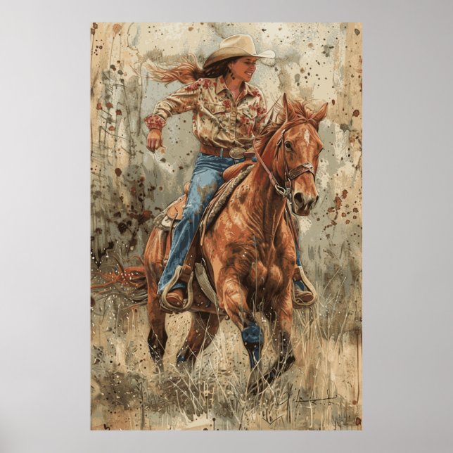 Poster d'art Cheval Lover Cowgirl (Devant)