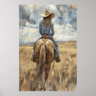 Poster d'art Cheval Lover Cowgirl