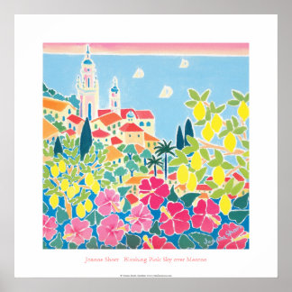 Poster d'art : Ciel rose rougissant sur Menton