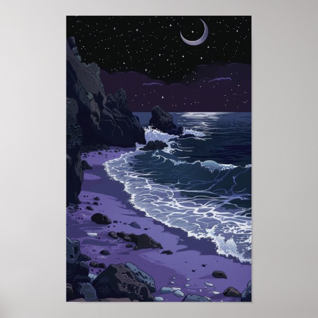 Poster d'art côtier de plage de sable violet (Devant)
