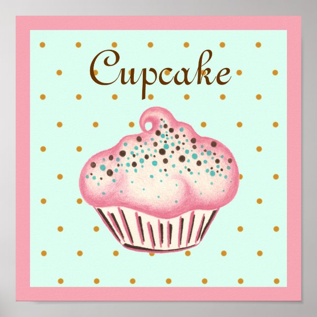 Poster d'art Cupcake Rose Imprimer (Devant)