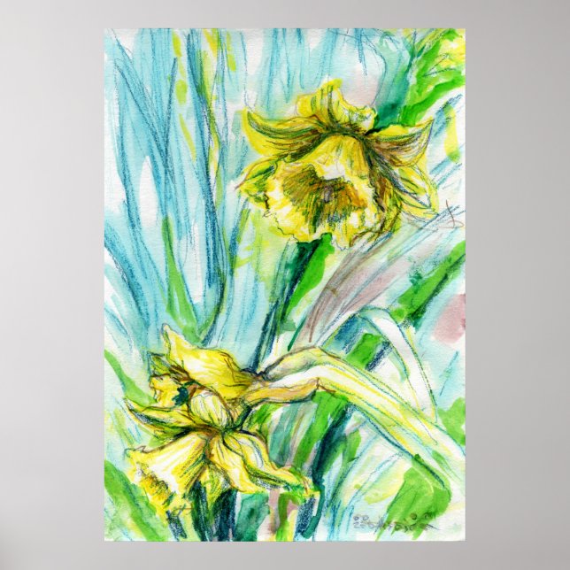 Poster d'art Daffodique Spring Watercolor (Devant)