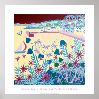 Poster d'art : Daisées & Violets, St Mawes, Cornwa