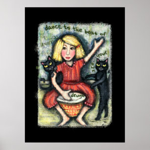 Poster d'art Dancing Black Cats Imprimer