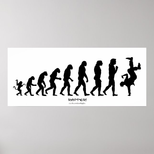 Poster d'art Darwinian Evolution of Rap "RAPPER" (Devant)