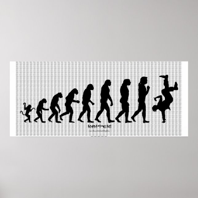 Poster d'art Darwinian Evolution of Rap "RAPPER" (Devant)