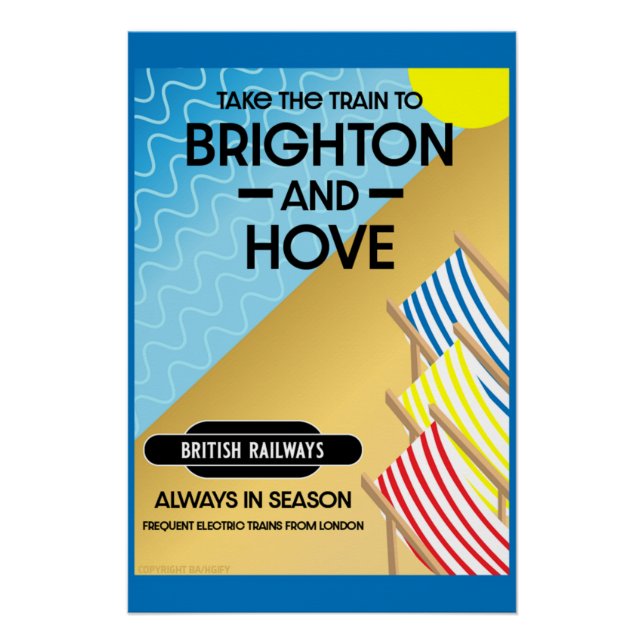 Poster D'Art De Brighton Et Hove Train Travel Beac (Devant)