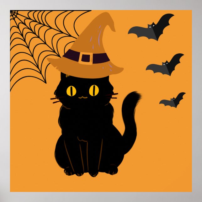 Poster d'art de Chat Noir Halloween (Devant)
