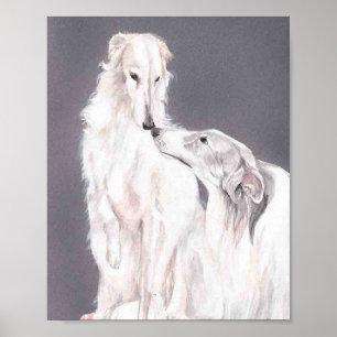 Poster d'art de chien de loup russe Borzoi