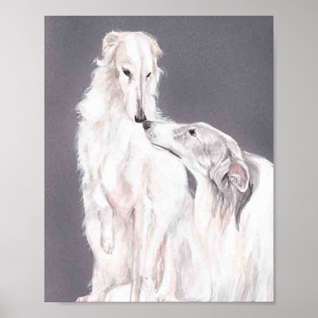 Poster d'art de chien de loup russe Borzoi (Devant)