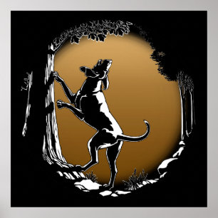 Poster d'art de chien Hound Chasse Amoureux de les