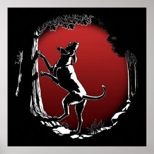 Poster d'art de chien Hound Chasse Amoureux de les