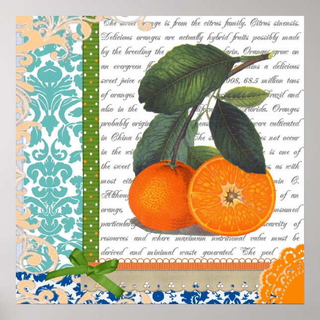Poster d'art de cuisine vintage Orange Fruit (Devant)