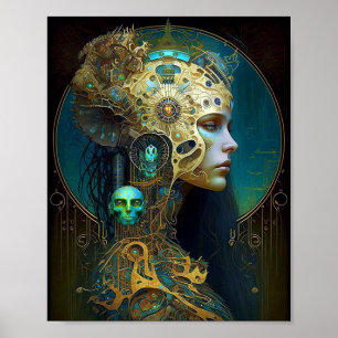 Poster d'art de Cyborg Woman Imaginaire Sci-Fi
