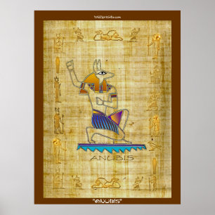 Poster d'art de Dieu égyptien "ANUBIS on Papyrus"