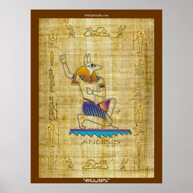 Poster d'art de Dieu égyptien "ANUBIS on Papyrus" (Devant)