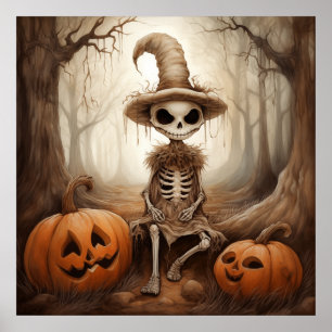 Poster d'art de Halloween Skeleton